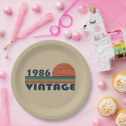 1986生まれ年のヴィンテージ誕生日ギフト ペーパープレート (パーティー)