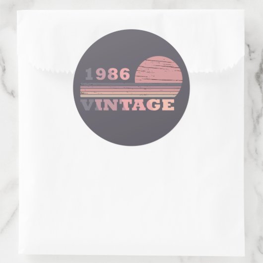 1986生まれ年のヴィンテージ誕生日ギフト ラウンドシール (バッグ)