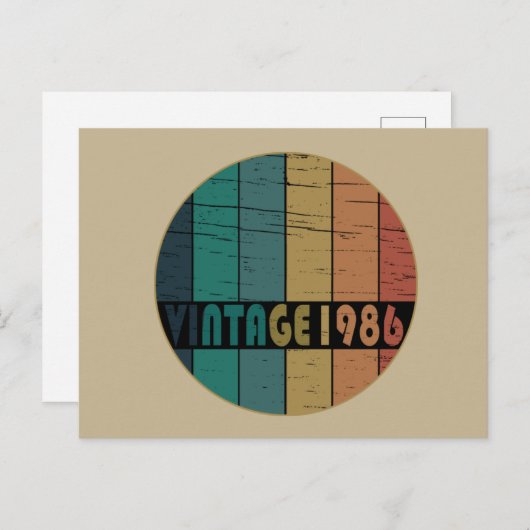 1986生まれ年のヴィンテージ誕生日 シーズンポストカード (正面/裏面)
