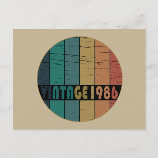 1986生まれ年のヴィンテージ誕生日 シーズンポストカード (正面)
