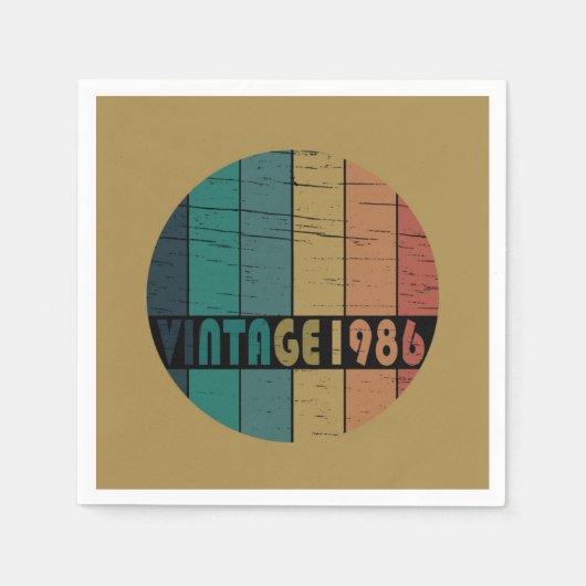 1986生まれ年のヴィンテージ誕生日 スタンダードカクテルナプキン (正面)