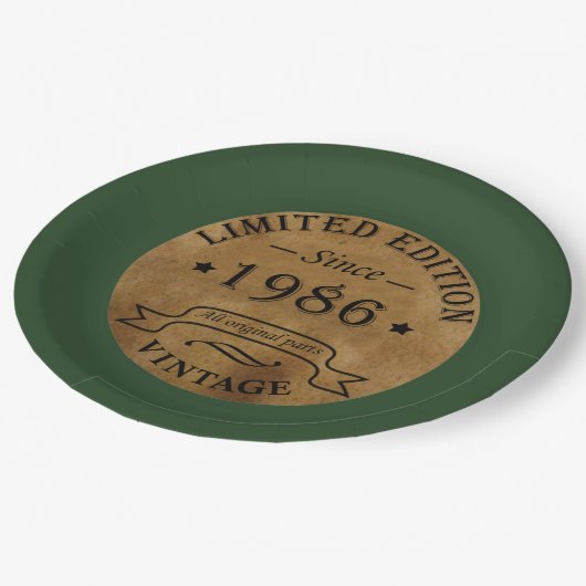 1986生まれ年のヴィンテージ誕生日 ペーパープレート (アングル)