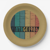 1986生まれ年のヴィンテージ誕生日 ペーパープレート (正面)