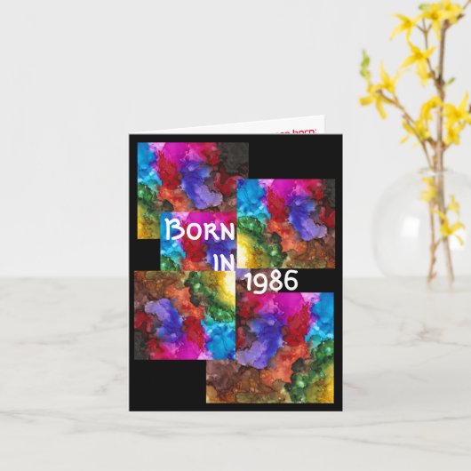 1986生まれ年の誕生日おもしろい事実 カード (黄色い花)