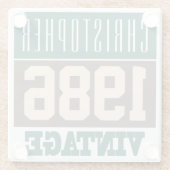 1986生まれ年、ギフトパーソナライズされた ガラスコースター (裏面)