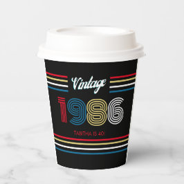 1986 ビンテージ レトロ ストライプ 原色 紙コップ