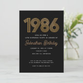 1986 ブラックとフェイクゴールドの40歳の誕生日招待状  招待状 (スタンド正面)