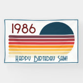 1986 レトロ ストライプ サン 40歳の誕生日 横断幕 (横)