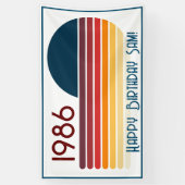 1986 レトロ ストライプ サン 40歳の誕生日 横断幕 (縦)