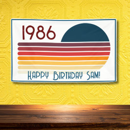 1986 レトロ ストライプ サン 40歳の誕生日 横断幕