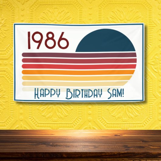 1986 レトロ ストライプ サン 40歳の誕生日 横断幕
