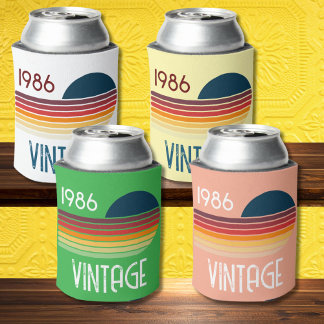 1986 レトロ ストライプ サン 40歳の誕生日 缶クーラー