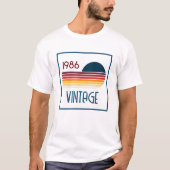 1986 レトロ ストライプ サン 40歳の誕生日 Tシャツ (正面)