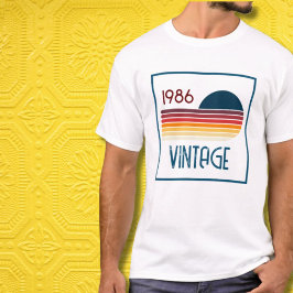 1986 レトロ ストライプ サン 40歳の誕生日 Tシャツ