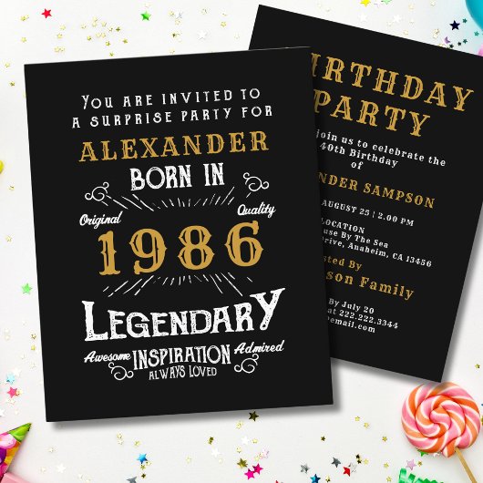 1986 Budget 40th Birthday Invitation Legend チラシ