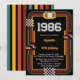 1986 Retro Cassette Disco 40th Birthday 招待状