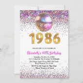1986 Trendy Glitter Disco 40th Birthday 招待状 (正面)