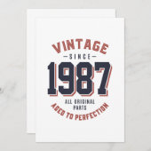 1987年からのヴィンテージ 誕生日プレゼント 招待状 (正面/裏面)