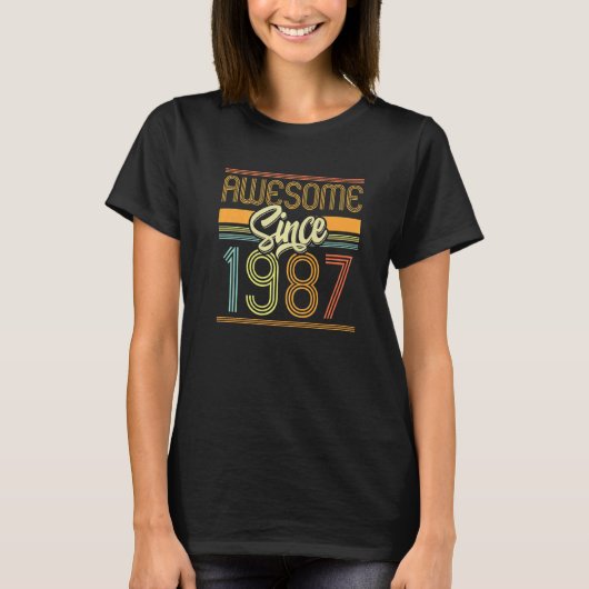 1987年から素晴らしい 35歳の誕生日 35年間おめでとう Tシャツ (正面)