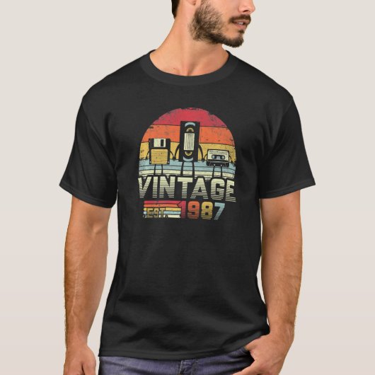 1987年シャツ。ヴィンテージ誕生日ギフトおもしろい、音楽、Te Tシャツ (正面)
