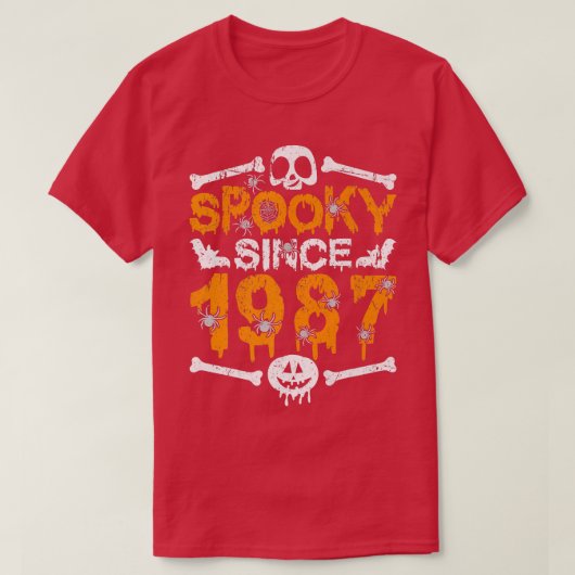 1987年不気味以来Screary Skeleton 35th誕生日Hal Tシャツ (デザイン正面)