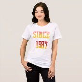 1987年以来 レトロな年のタイポグラフィのお祝い🎉 トライブレンドTシャツ (正面全面)