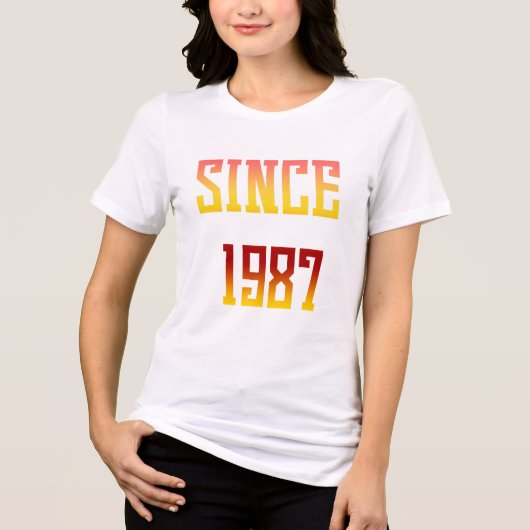 1987年以来 レトロな年のタイポグラフィのお祝い🎉 トライブレンドTシャツ (正面)