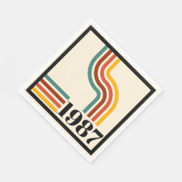 1987年生まれのヴィンテージ40歳の誕生日を祝うレトロストライプ スタンダードランチョンナプキン