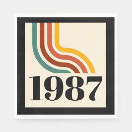 1987年製 レトロ ストライプ 40歳の誕生日 スタンダードランチョンナプキン