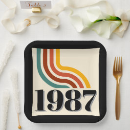 1987年製 レトロ ストライプ 40歳の誕生日 ペーパープレート