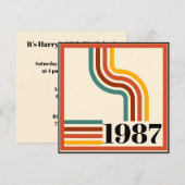 1987年製 レトロ ストライプ 40歳の誕生日 招待状 (正面/裏面)