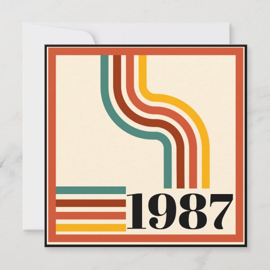 1987年製 レトロ ストライプ 40歳の誕生日 招待状 (正面)