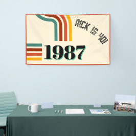 1987年製 レトロ ストライプ 40歳の誕生日 横断幕