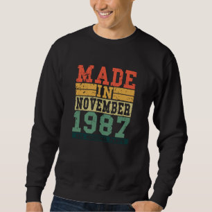 1987年誕生日11月ヴィンテージことわざ スウェットシャツ