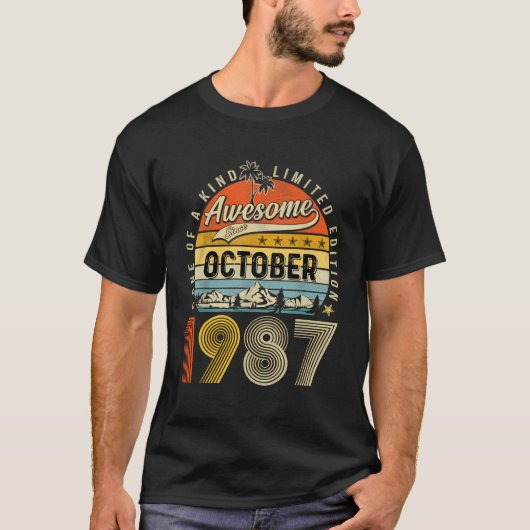 1987年10月ヴィンテージ36日誕生日36歳 Tシャツ (正面)