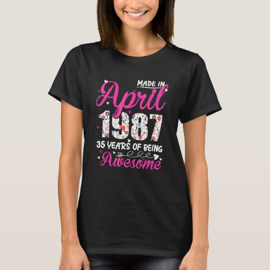 1987年4月素晴らしから35誕生日フローラ Tシャツ (正面)