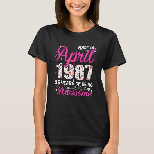 1987年4月素晴らしから35誕生日フローラ Tシャツ (正面)