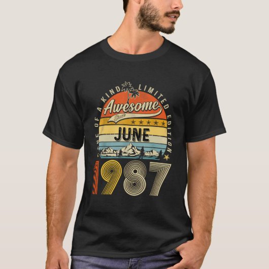 1987年6月ヴィンテージ36日誕生日36歳 Tシャツ (正面)