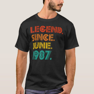 1987年6月以来の伝説1987年誕生日V Tシャツ