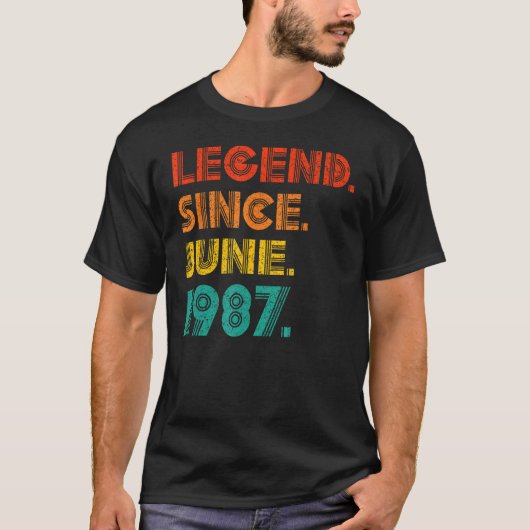 1987年6月以来の伝説1987年誕生日V Tシャツ (正面)
