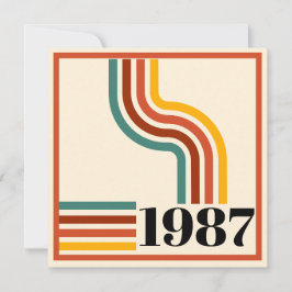 1987年 レトロ ストライプ 40歳の誕生日お祝い サンクスカード サンキューカード