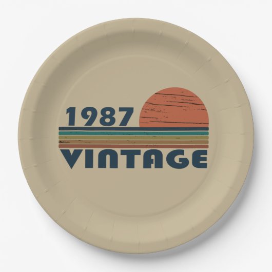 1987生まれ年のヴィンテージ誕生日ギフト ペーパープレート (正面)