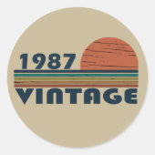 1987生まれ年のヴィンテージ誕生日ギフト ラウンドシール (正面)