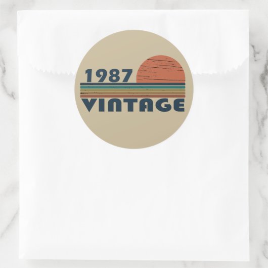 1987生まれ年のヴィンテージ誕生日ギフト ラウンドシール (バッグ)