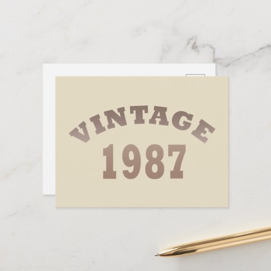 1987生まれ年のヴィンテージ誕生日 シーズンポストカード (正面/裏面インサイチュ)