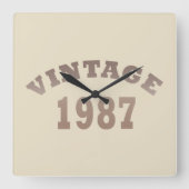 1987生まれ年のヴィンテージ誕生日 スクエア壁時計 (正面)