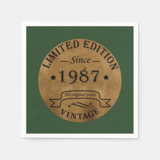 1987生まれ年のヴィンテージ誕生日 スタンダードカクテルナプキン (正面)