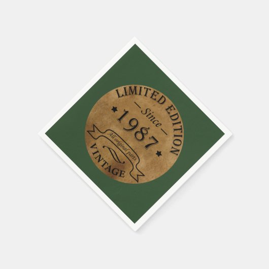 1987生まれ年のヴィンテージ誕生日 スタンダードカクテルナプキン (角)