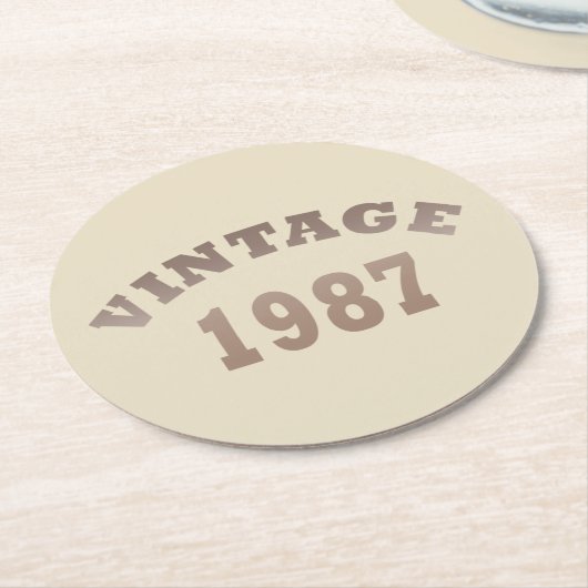 1987生まれ年のヴィンテージ誕生日 ラウンドペーパーコースター (アングル)