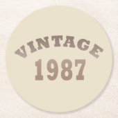 1987生まれ年のヴィンテージ誕生日 ラウンドペーパーコースター (正面)